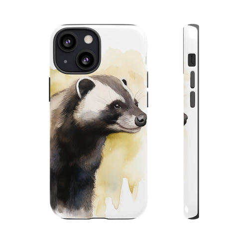 Badger on a Yellow Background - Impact Resistant Phone Case iPhone 13 Mini Glossy